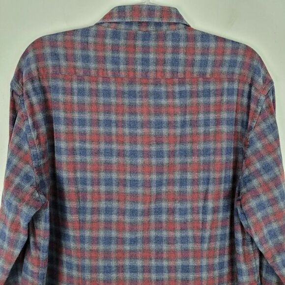 Culturata Size XL Plaid Button Up Shirt Long Sleeve Brushed Cotton Red Blue - Picture 5 of 12
